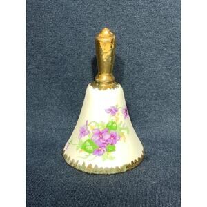 Porcelain Bell Purple Flowers Gold Trim